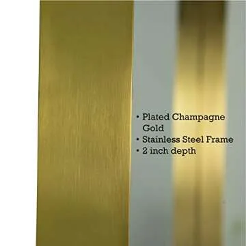 TEHOME 20x30 Brushed Gold Metal Framed Bathroom Mirror for Wall in Stainless Steel Rounded Rectangular Bathroom Vanity Mirrors Wall Mounted