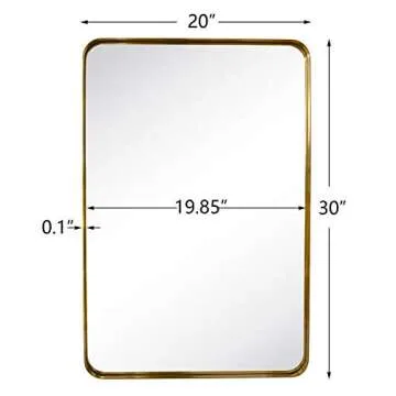 TEHOME 20x30 Brushed Gold Metal Framed Bathroom Mirror for Wall in Stainless Steel Rounded Rectangular Bathroom Vanity Mirrors Wall Mounted