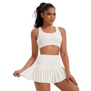 Tennis Skirts for Women with Pockets High Waist Athletic Shorts Pleated Sports Golf Skorts Small Light Yellow