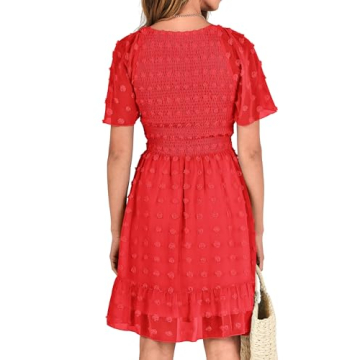 BTFBM Women's V Neck Casual Vacation Dress for Summer
