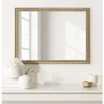 Kate and Laurel Johann Traditional Rectangular Ornate Wall Mirror, 18 x 24, Antique Gold, Vintage Rectangle Vanity Mirror for Use as Bathroom Mirror for Over Sink or Refined Entryway Mirror