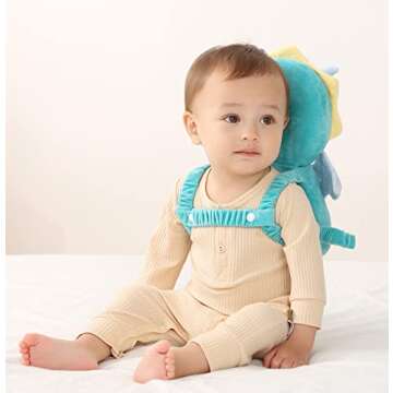 Feidoog Baby Head Protector Cushion Backpack with 3 Knee Pads for Walking & Crawling,Green