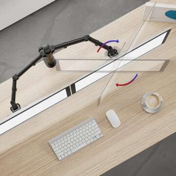 Duronic Dual Monitor Arm Stand DM252 BK | Double Desk Mount | Steel | Height Adjustable | for Two 13-27 Inch LED LCD Screens | VESA 75/100 | 8kg Per Screen | Tilt -90°/+35°, Swivel 180°, Rotate 360°