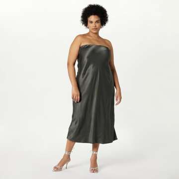 The Drop Women's Danica Strapless Midi Dress, Liquid Grey, S