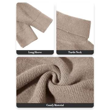 Imesrun Women's Oversized Turtleneck Sweater in Khaki