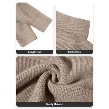 Imesrun Women's Oversized Turtleneck Sweater in Khaki