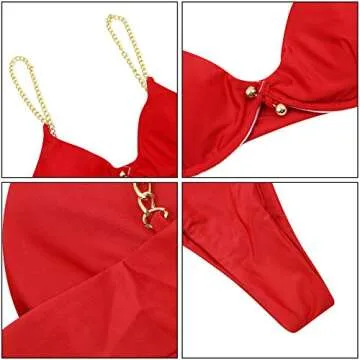 AIBEARTY Women's Sexy Metal Chain Strap Bikini Set 2 Piece Swimsuit Bathing Suit