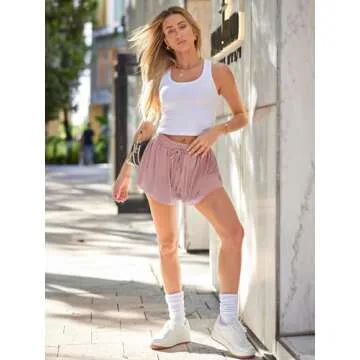 AUTOMET Womens High-Waisted 2 in 1 Running Shorts