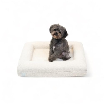 Bluewater Dog Luxury Boucle Orthopedic Memory Foam Dog Bed with Waterproof Liner and Machine Washabl...