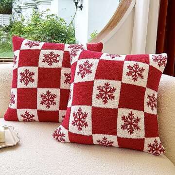 NIDITW Set of 2 Ultra Soft Checkerboard Snowflake Throw Pillow Cover Microfiber Christmas Cushion Ca...