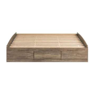 Prepac Mate's Queen 6-Drawer Minimalist Platform Storage Bed, Contemporary Queen Bed with Drawers 81.5" D x 63" W x 18.75" H, Drifted Gray, DBQ-6200-3K