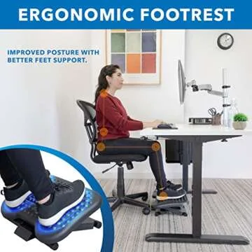 Mount-It! Ergonomic Under Desk Footrest | Massaging Foot Rest Support | Tilting Footrest with 3-Leve...