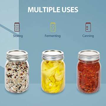 Vtopmart Regular Mouth Glass Mason Jars 16 oz, 12 Pack Glass Canning Jars with Metal Airtight Lids and Bands, for Meal Prep, Food Storage, Canning, Preserving, Drinking, Overnight Oats, DIY Projects