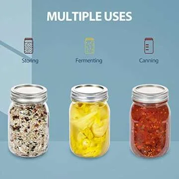 Vtopmart Regular Mouth Glass Mason Jars 16 oz, 12 Pack Glass Canning Jars with Metal Airtight Lids and Bands, for Meal Prep, Food Storage, Canning, Preserving, Drinking, Overnight Oats, DIY Projects