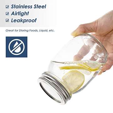 Vtopmart Regular Mouth Glass Mason Jars 16 oz, 12 Pack Glass Canning Jars with Metal Airtight Lids and Bands, for Meal Prep, Food Storage, Canning, Preserving, Drinking, Overnight Oats, DIY Projects