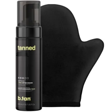 b.tan Dark Self Tanner Kit | Get Tanned Bundle - Dark Self Tanner Mousse w/Tanning Mitt Applicator, ...