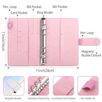 SKYDUE Budget Binder, Money Saving Binder with Zipper Envelopes, Cash Envelopes and Expense Budget Sheets for Budgeting