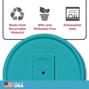 iLIDS Mason Jar Drink Lid, Regular Mouth, Aqua Blue, Pack of 2