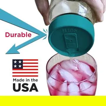 iLIDS Mason Jar Drink Lid, Regular Mouth, Aqua Blue, Pack of 2