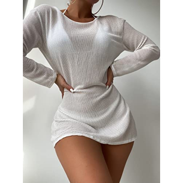 SOLY HUX Women's Sheer Long Sleeve Swim Cover Up