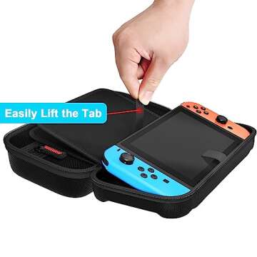 daydayup Switch Carrying Case Compatible with Nintendo Switch/Switch OLED, with 20 Games Cartridges Protective Hard Shell Travel Carrying Case Pouch for Console & Accessories, Black