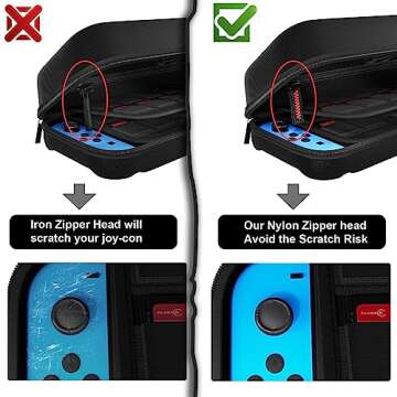 daydayup Switch Carrying Case Compatible with Nintendo Switch/Switch OLED, with 20 Games Cartridges Protective Hard Shell Travel Carrying Case Pouch for Console & Accessories, Black