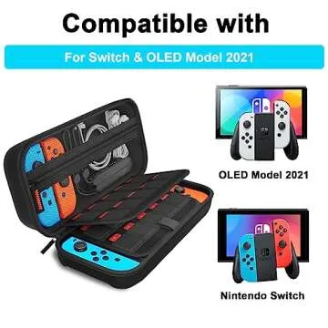 daydayup Switch Carrying Case Compatible with Nintendo Switch/Switch OLED, with 20 Games Cartridges Protective Hard Shell Travel Carrying Case Pouch for Console & Accessories, Black