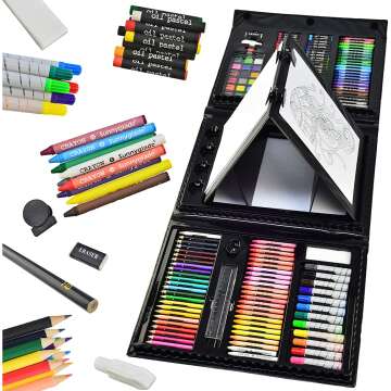 185-Piece Trifold Easel Art Set for Creative Kids