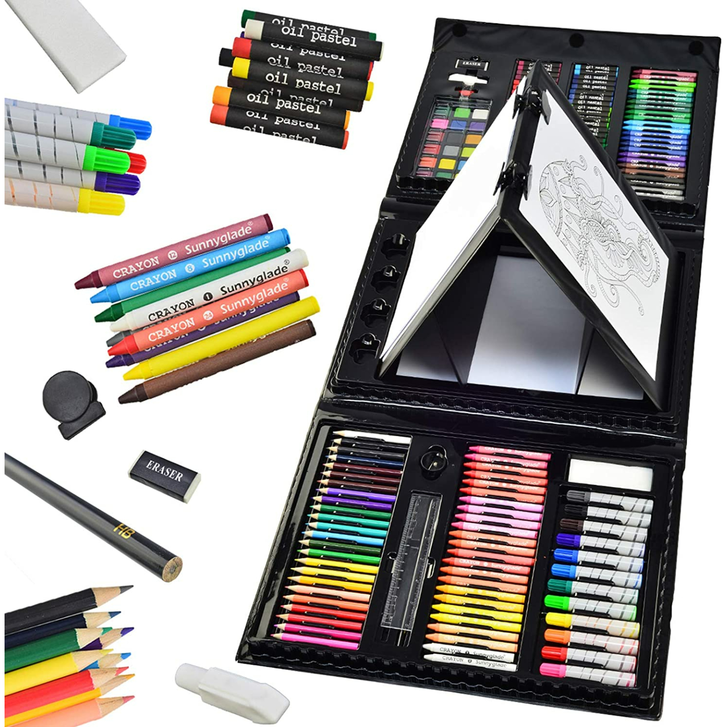 185-Piece Trifold Easel Art Set for Creative Kids