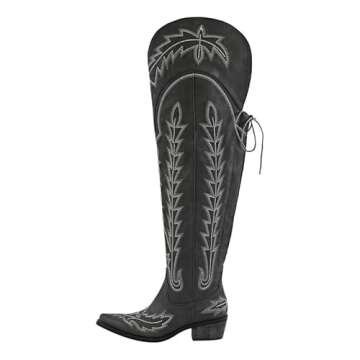 sexytag Over the Knee Cowboy Boots for Women Wide Calf Western Embroidered Thigh High Cowgirl Boots ...