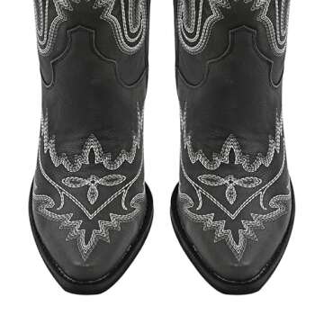 sexytag Over the Knee Cowboy Boots for Women Wide Calf Western Embroidered Thigh High Cowgirl Boots Pointed Toe Block Heel Pull-On Fancy Western Tall Boots Black Size 10