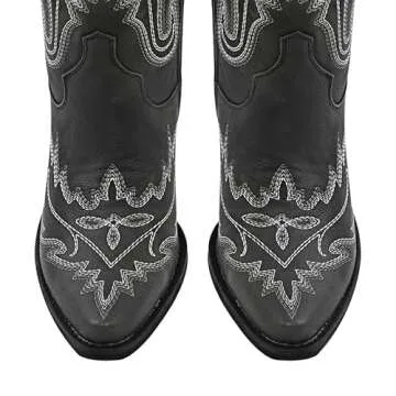 sexytag Over the Knee Cowboy Boots for Women Wide Calf Western Embroidered Thigh High Cowgirl Boots Pointed Toe Block Heel Pull-On Fancy Western Tall Boots Black Size 10