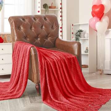 inhand Knitted Gift Throw Blankets for Couch and Bed,Valentines Day Decor Blanket for Her Him Girlfriend Wife, Red Romatic Lightweight Decorative with Tassel, Farmhouse Warm Woven for Women, 50"x60"