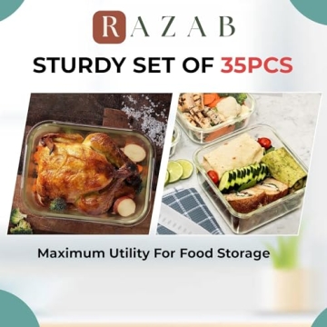 Razab 35 Piece Glass Food Storage Set - Airtight Containers