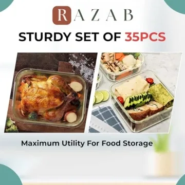 Razab 35 Piece Glass Food Storage Set - Airtight Containers
