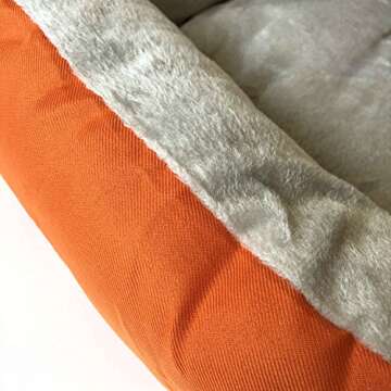 ALEKO PB06OR Plush Pet Cushion Crate Bed for Dogs Cats Medium Machine Washable Indoor Outdoor 20 x 16 x 6 Inches Orange and White