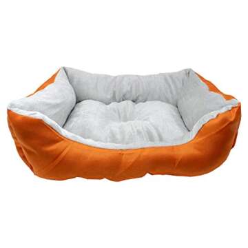 ALEKO PB06OR Plush Pet Cushion Crate Bed for Dogs Cats Medium Machine Washable Indoor Outdoor 20 x 16 x 6 Inches Orange and White