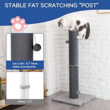 Cat Craft Bobcat Cat Scratching Post for Indoor Cats, Tall Cat Scratch Post, Carpet Cat Scratching P...