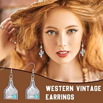 20 Pairs Western Earrings Jewelry for Women - Cowgirl & Cowboy Vintage Style