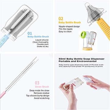 Travel Baby Bottle Drying Rack With Brush Set for Easy Cleaning