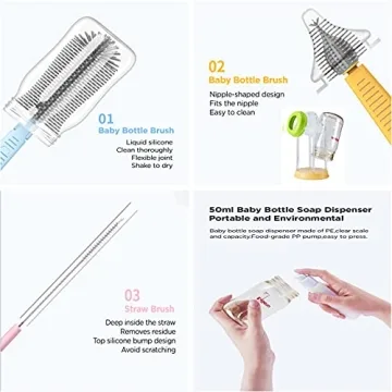 Travel Baby Bottle Drying Rack With Brush Set for Easy Cleaning