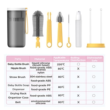 Travel Baby Bottle Drying Rack With Brush Set for Easy Cleaning