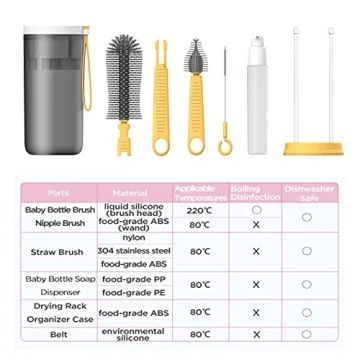 Travel Baby Bottle Drying Rack With Brush Set for Easy Cleaning