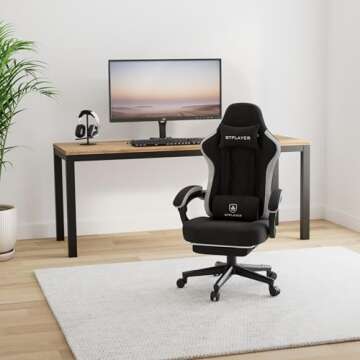 GTPLAYER Gaming Chair, Computer Office Chair with Pocket Spring Cushion, Linkage Armrests and Footre...