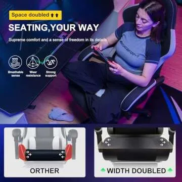 GTPLAYER Gaming Chair, Computer Office Chair with Pocket Spring Cushion, Linkage Armrests and Footrest, High Back Ergonomic Computer Chair with Lumbar Support Task Chair with Footrest （Black）