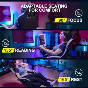 GTPLAYER Gaming Chair, Computer Office Chair with Pocket Spring Cushion, Linkage Armrests and Footrest, High Back Ergonomic Computer Chair with Lumbar Support Task Chair with Footrest （Black）