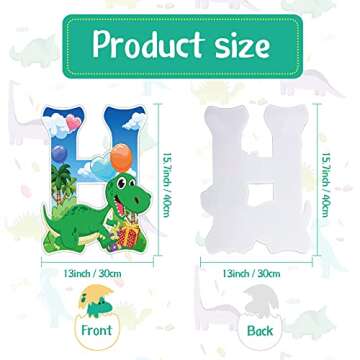 13 Pieces Happy Birthday Letter Yard Sign Dinosaur Theme Yard Sign Large Size Birthday Decorative Si...