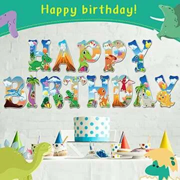 13 Pieces Happy Birthday Letter Yard Sign Dinosaur Theme Yard Sign Large Size Birthday Decorative Sign with Stake Garden Lawn Party Corrugated Plastic Yard Sign for Outdoor Waterproof Decoration