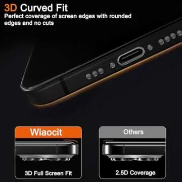 Wiaocit 3 Pack Tempered Glass Privacy Screen Protector for iPhone 16 Pro with 3 Pack Camera Lens Protector, 9H Hardness, Bubble Free, Case Friendly
