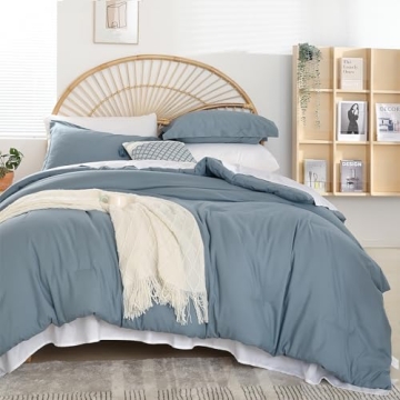 Weigelia Dusty Blue Queen Comforter Set 7PCS Ultra Soft